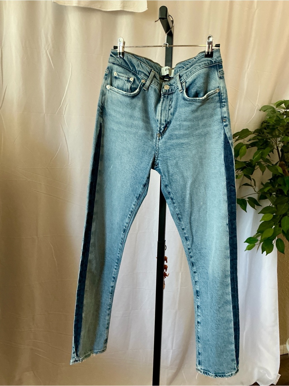 AGOLDE Toni 90s Straight Leg Side Stripe Jeans Light Wash 28